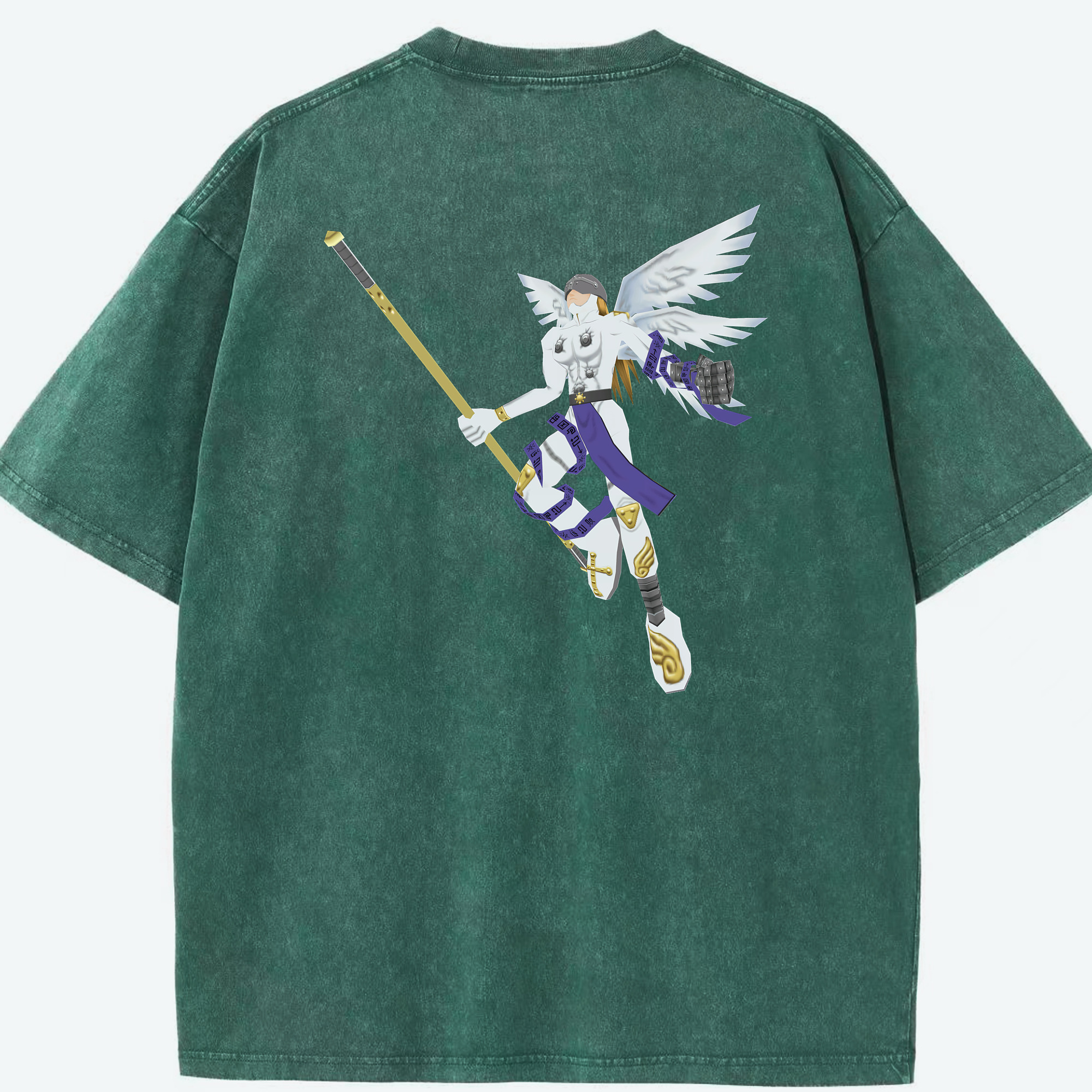 （画像用） Digimon デジタルモンスター/デジモン 綿100% ヴィンテージ風 半袖Tシャツ（背面プリント）